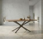 Wooden Spider Wide-Console Table with Metal Legs