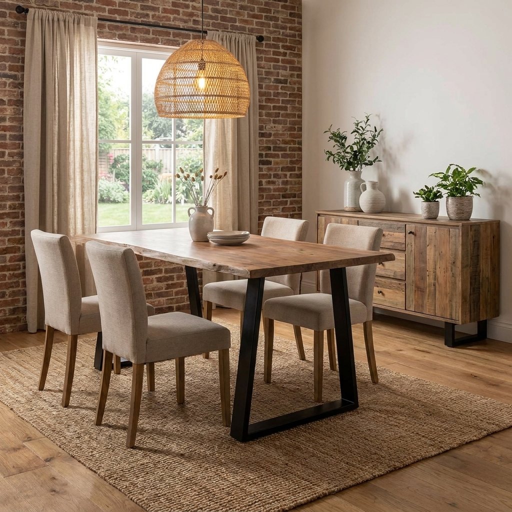 Vincent Rectangular Dining Table with Metal Legs (Solid Wood) Vincent Rectangular Dining Table with Metal Legs (Solid Wood)