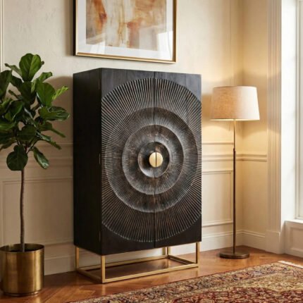 Aveiro Wooden Cabinet with Metal Legs (Solid Wood)