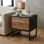 Black Wooden Nightstand | Metal Legs - Image 6