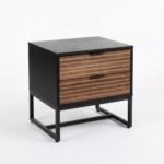 Black Wooden Nightstand | Metal Legs - Image 5