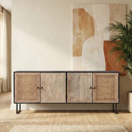 Esan Solid Rattan Sideboard with cane