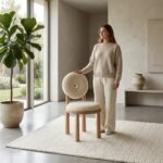 Oran Bouclé Chair (Solid Wood ) - Image 3