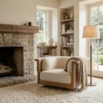 Fayed Single Seater Bouclé Chairs (Solid Wood)