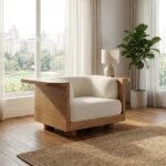 Fayed Single Seater Bouclé Chairs (Solid Wood)