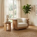 Fayed Single Seater Bouclé Chairs (Solid Wood)