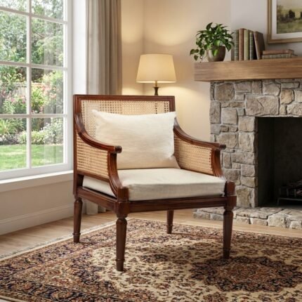 Gothic Cane Armchair (Solid Wood with cane)