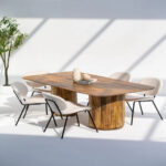 Bastia Round Legs Long Wood Dining Table