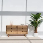 Faiyum Six Drawers Rattan Sideboard (Solid Wood & cane )