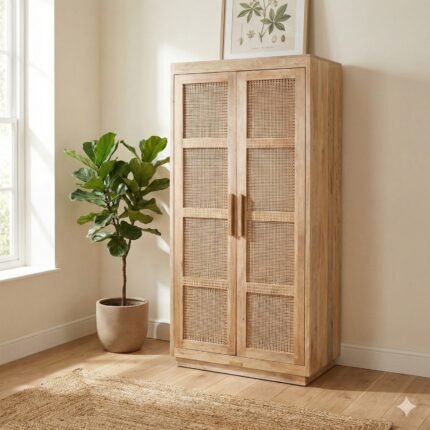 El Paso Rattan Cabinet (Solid Wood with cane )