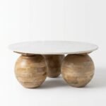 Round Marble Coffee Table with Three Round Legs