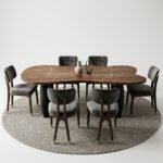 Philadelphia Wooden Dining Table (Solid wood>Mild steel)