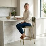 Anchorage Diner Bar Stool with metal legs - Image 4