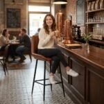 Columbus Bar Stool with metal legs - Image 3