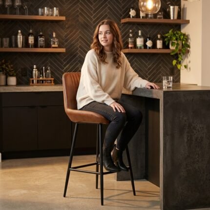 Columbus Bar Stool with metal legs