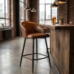 Portland Bar Stool (leather with iron legs) - Image 3