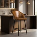 Portland Bar Stool (leather with iron legs)