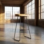 Saskaatoon Wooden bar Stool with metal legs - Image 4