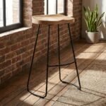 Saskaatoon Wooden bar Stool with metal legs