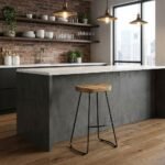 Saskaatoon Wooden bar Stool with metal legs - Image 2