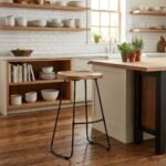 Saskaatoon Wooden bar Stool with metal legs