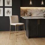 Spring Boucle Bar Stool with Metal legs