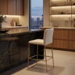 Spring Boucle Bar Stool with Metal legs - Image 2