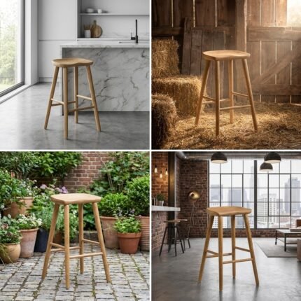 Tucson Wooden Bar Stool with Wooden legs
