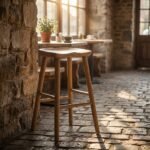 Tucson Wooden Bar Stool with Wooden legs - Image 4