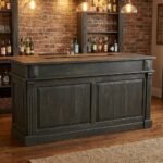 Milwaukee 2 Drawer Bar Counter (Black Solid Wood )