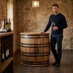 Savannah Barrel Cocktail Cabinet solid wood with metal