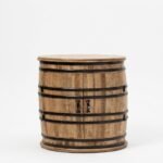 Savannah Barrel Cocktail Cabinet solid wood with metal - Image 4