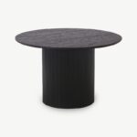 PRITI Round Dining Table, Black Wood