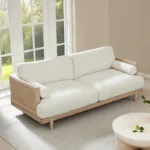 PRITI Natural Cane Upholstered Sofa