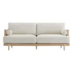 PRITI Natural Cane Upholstered Sofa