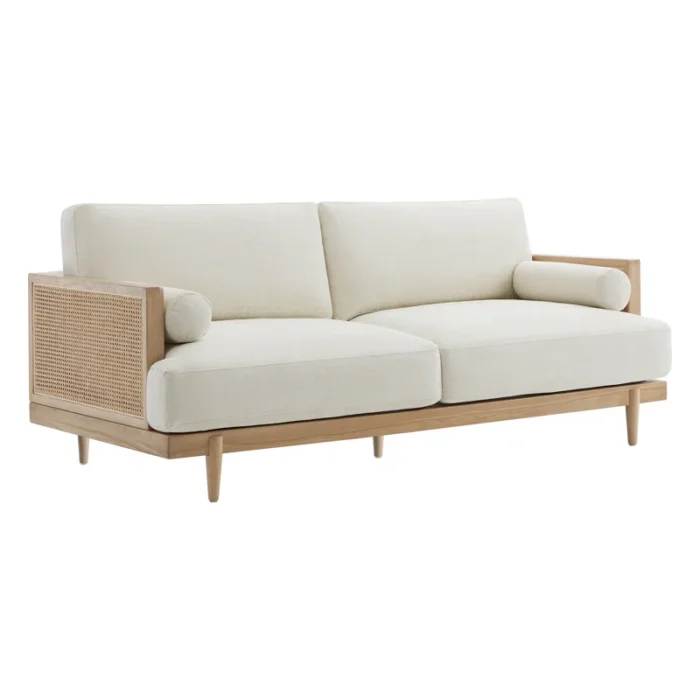 PRITI Natural Cane Upholstered Sofa