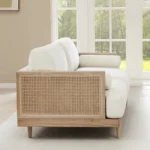 PRITI Natural Cane Upholstered Sofa