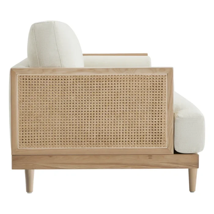 PRITI Natural Cane Upholstered Sofa