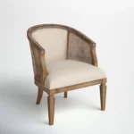 PRITI Wood and Upholstered Cane Accent Chair