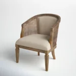 PRITI Wood and Upholstered Cane Accent Chair