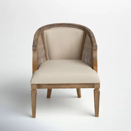 PRITI Wood and Upholstered Cane Accent Chair