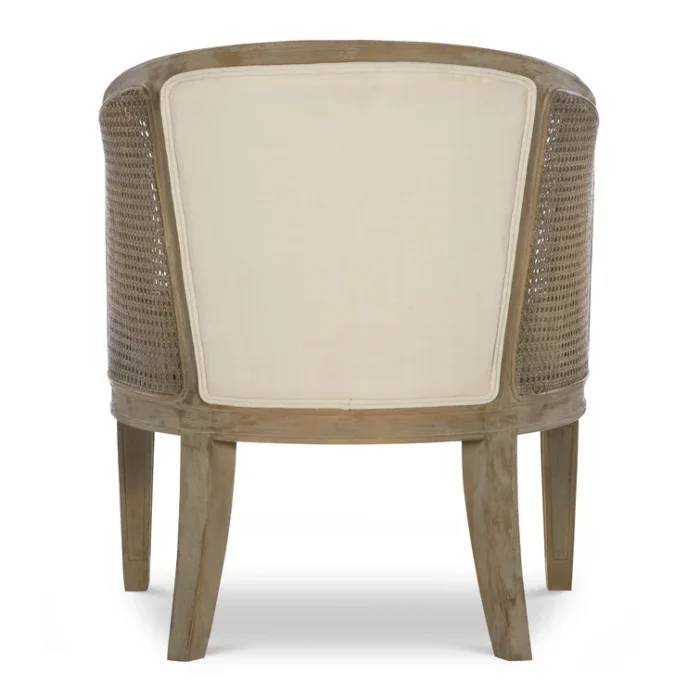 PRITI Wood and Upholstered Cane Accent Chair