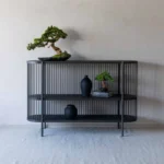 PRITI Handcrafted Wood and Steel Frame Console