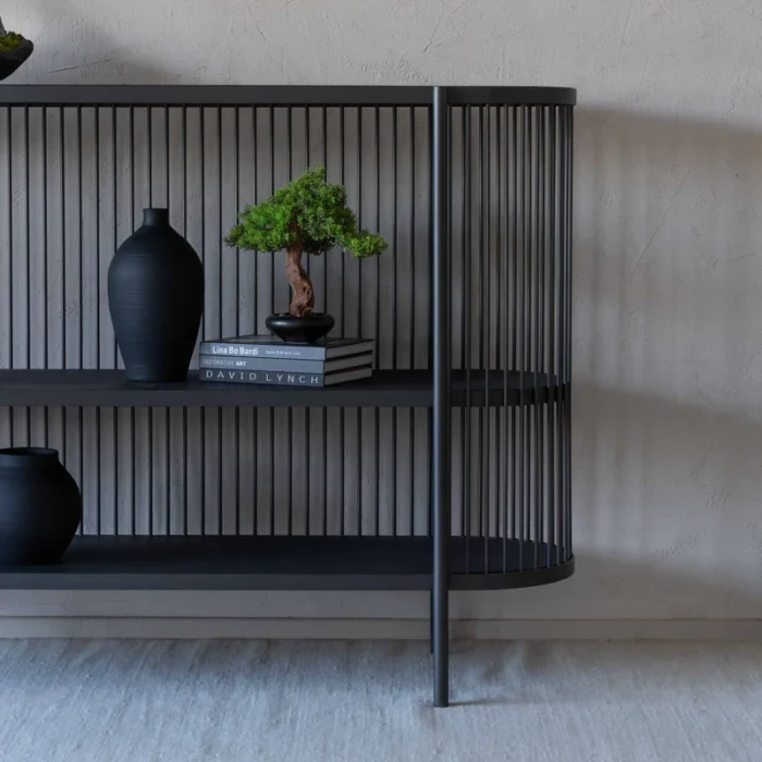 PRITI Handcrafted Wood and Steel Frame Console