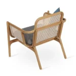 PRITI Lounge Chair with Charcoal Grey Fabric and Rattan