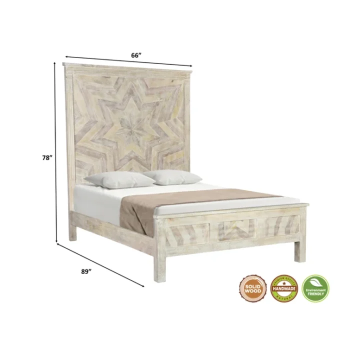 PRITI Solid Wood Platform Bed