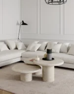 PRITI Travertine Round Top Coffee Tables