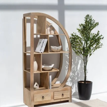 PRITI Half Moon Wooden Bookcase/Shelves