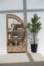 PRITI Half Moon Wooden Bookcase/Shelves