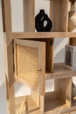 PRITI Wooden Rattan Bookcase